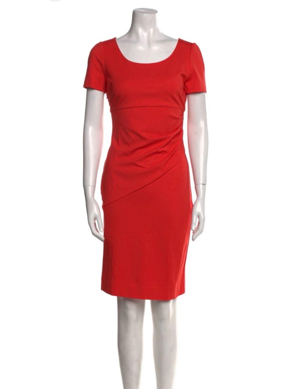 Classic Red Short-Sleeve Sheath Dress